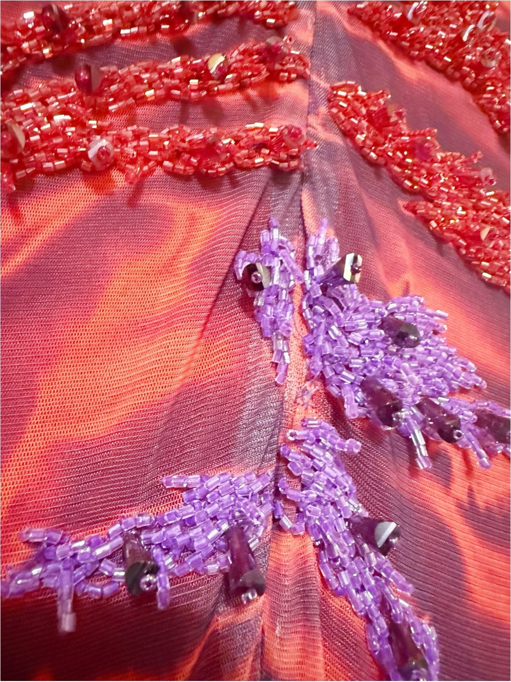 Onalaja Zusi Maxim Beaded Maxi Dress in Red & Purple Combo $795 MSRP Medium - Picture 12 of 12